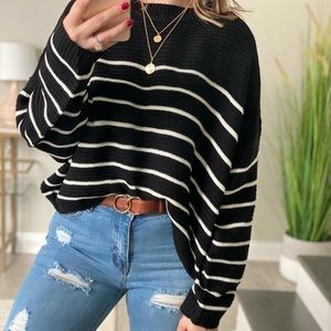 NWT Long Sleeve Striped Knit Black Sweater